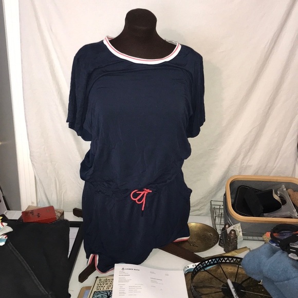 Kari Traa 90’s Vibe Pickle Ball Short Sleeve Outfit Sz L Romper Pockets NWOT - Picture 9 of 15